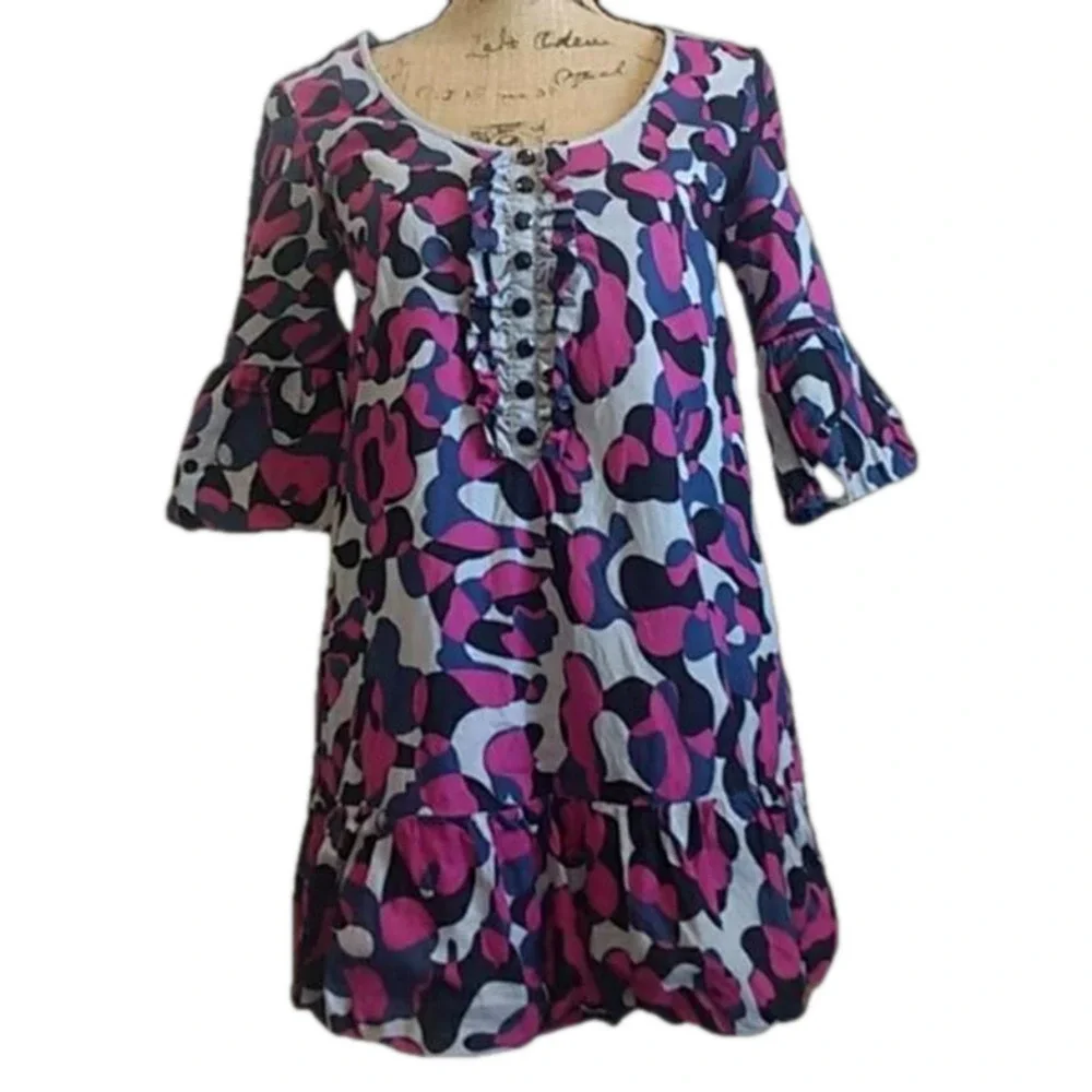 Kensie Girl Bohemian Ruffle Bell Sleeve Dress Sz Med